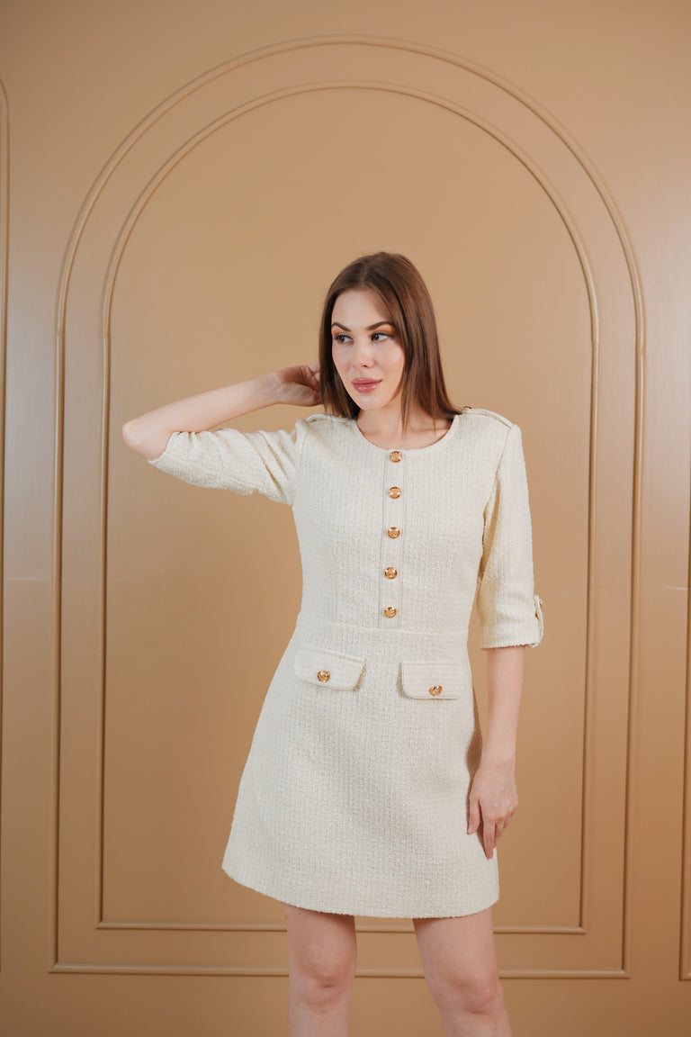 Ivory Tweed Dress