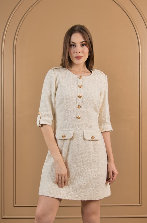 Ivory Tweed Dress